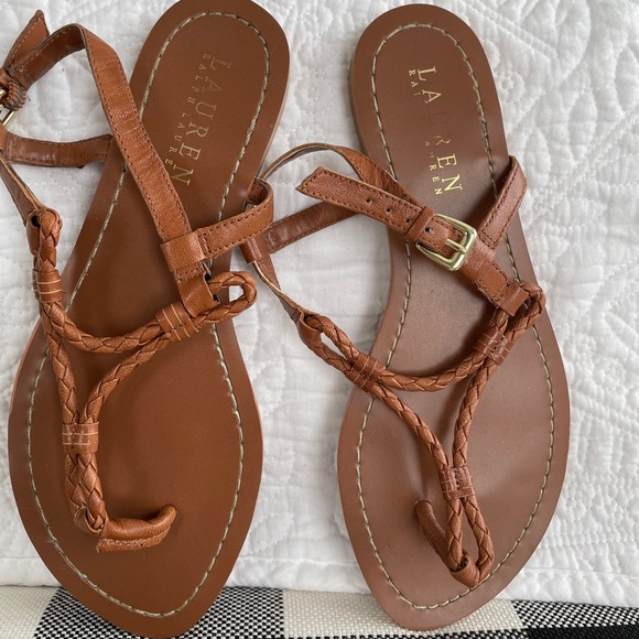 Ralph Lauren Brown Rope Flat Sandals 